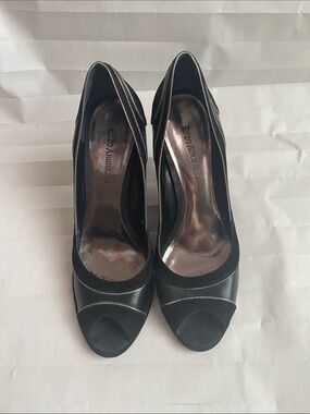 Enzo Angiolini Black Open-Toe Pump Heels